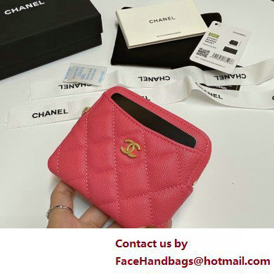 Chanel Grained Calfskin & Gold-Tone Metal Zip Coin Purse AP2061 Peach Red 2025 - Click Image to Close